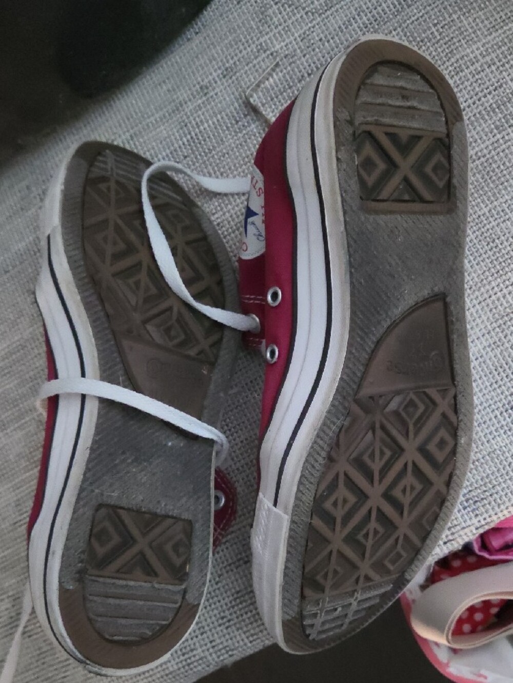 Converse Womens Burgundy High-Top Sneakers with White Accents - Picture 4 of 5